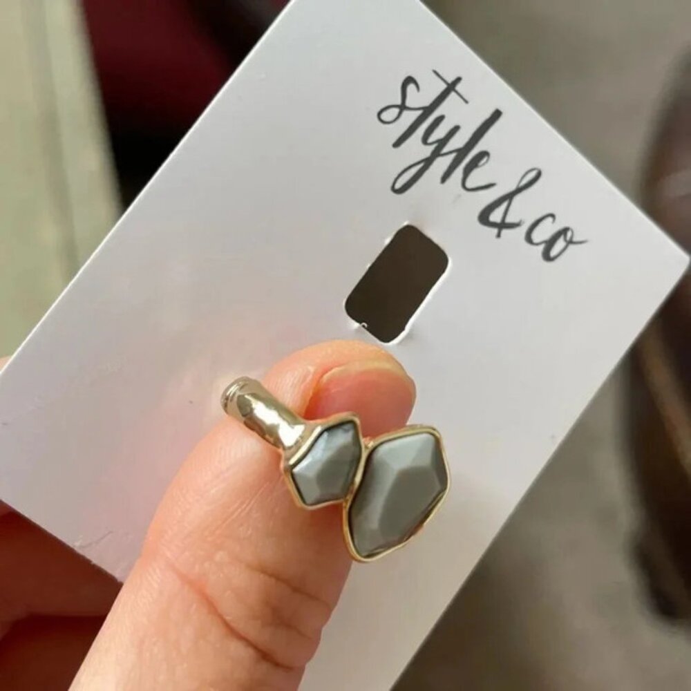 Double Stone Stretch Adjustable Ring - image 3